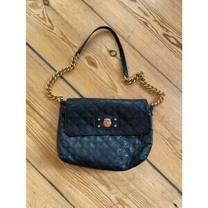 Marc Jacobs quilted black purse bag gold chain chain link